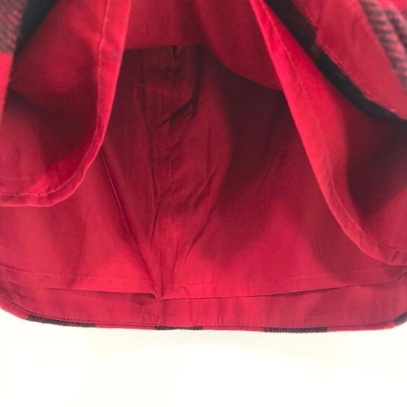 J. Crew Factory Red Black Buffalo Plaid Check Ruffle Side Mini Skirt - Picture 9 of 11